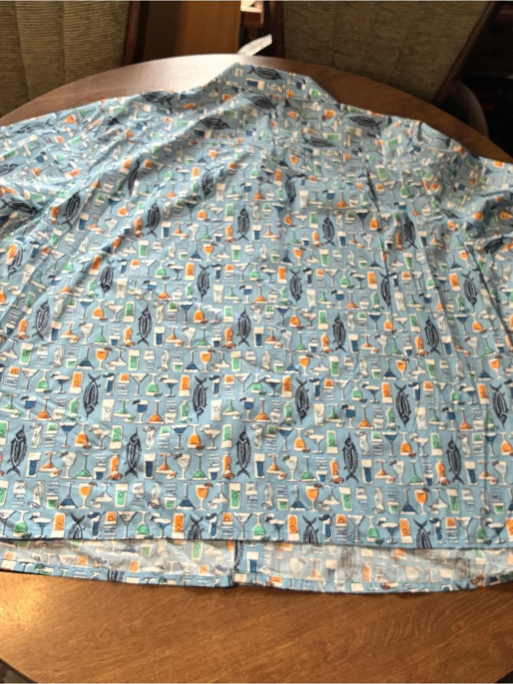 Men's Light Blue Cocktail Print Casual Button-Down Shirt